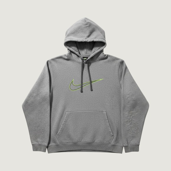 Nike Other - Nike Mens XL Hoodie Gray Neon Green Embroidered Swoosh Pullover Sweatshirt